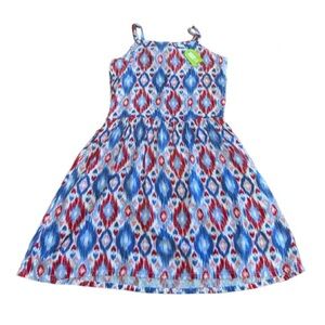 Crazy 8 Girls New With Tags Blue and Red Patterned Dress Size Extra Large